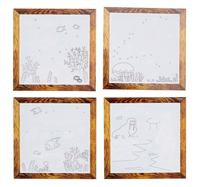 Colorful ocean-themed magic painting set with a water brush, revealing illustrations as kids paint and allowing repeated creative play.