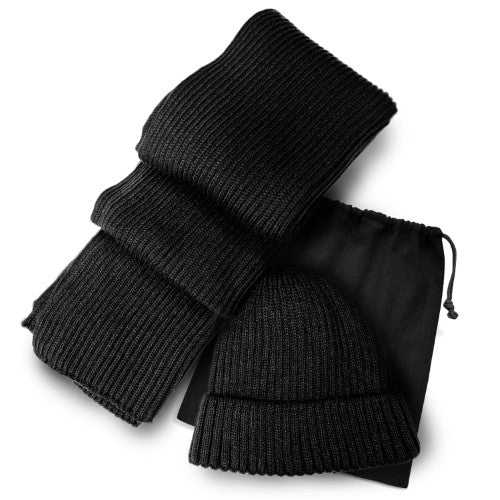 Scarf and Beanie Set - Denali (Black)