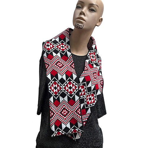 M?ori Scarf - Dark Red (13.8 x 1.5cm)