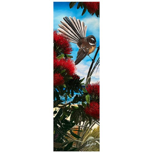 Glass Art - Piwakawak Pohutakawa ( 60 x 18.5cm)