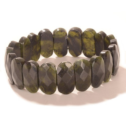 Elasticated Bracelet - Faceted Jade