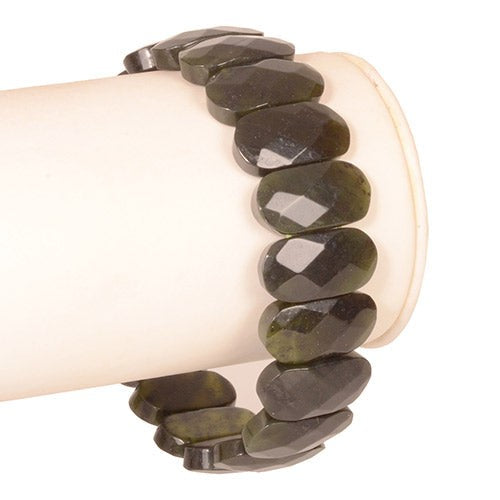 Elasticated Bracelet - Faceted Jade