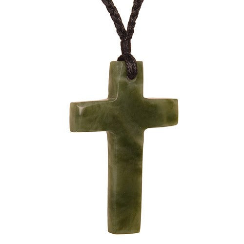 Cross Pendant Necklace - Jade (4.1 x 6.3cm)