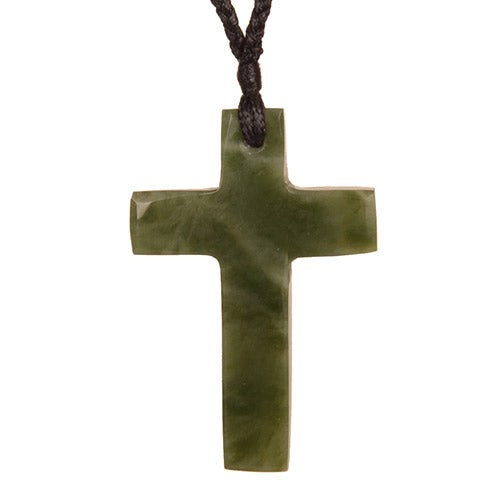Cross Pendant Necklace - Jade (4.1 x 6.3cm)