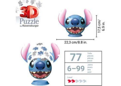 Ravensburger 3D Puzzleball Disney Stitch with Ears 72 Pieces