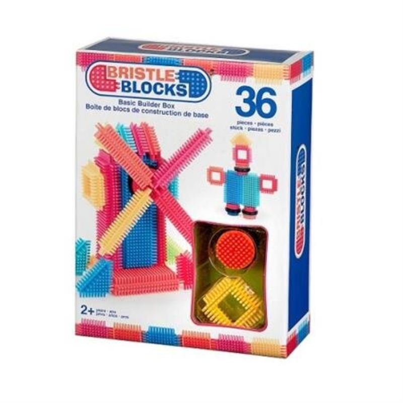 Bristle Blocks Starter Pack (36pc) features colorful, bristle-textured blocks for creative, safe, and imaginative play for children 2+.