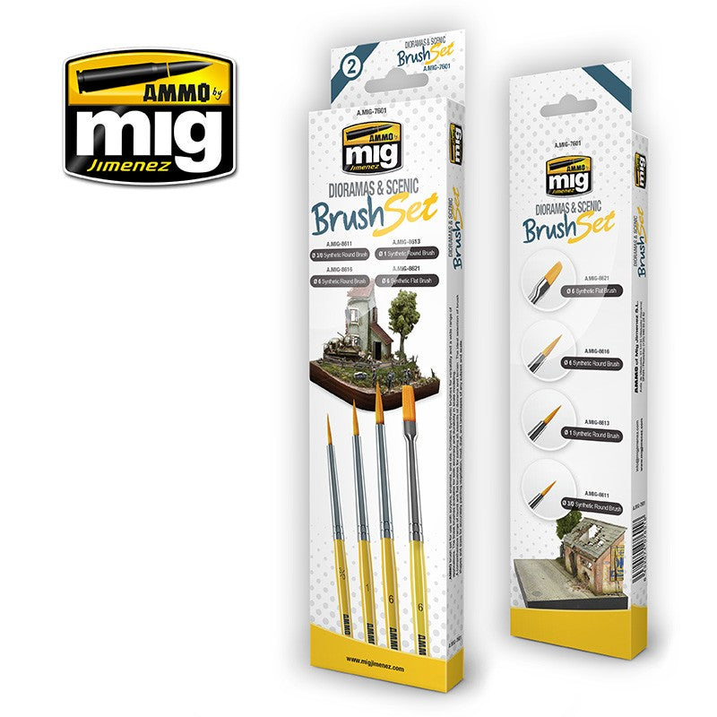 Ammo by MIG - Brushes - Dioramas and Scenic Brush Set