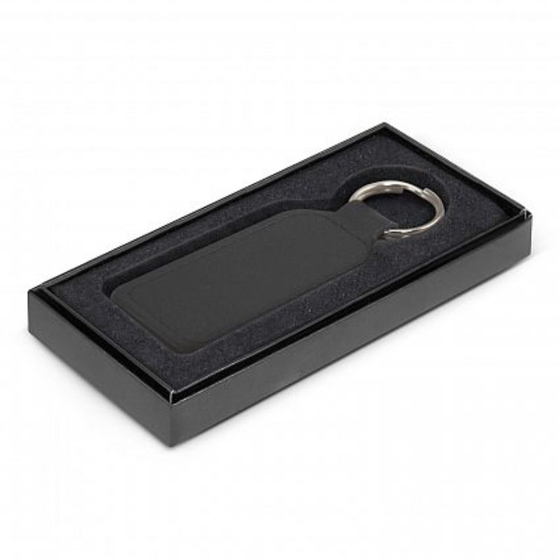 Prince Leather Key Ring - Rectangle Black (Set of 30)