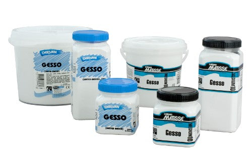 Artist Primer - Derivan 500ml Gesso in a bottle, perfect for priming canvas and enhancing paint adherence with a bright white ground.