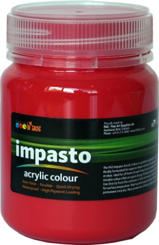 Professional-grade Fas Impasto Acrylic paint in vibrant crimson, perfect for bold artistic expressions and versatile applications.