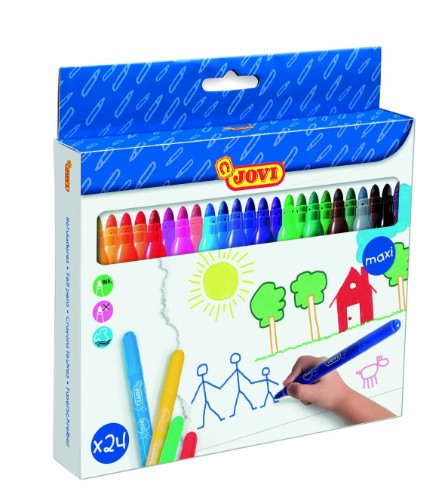 Colorful Jovi Washable Maxi Felt-Tip Pen set with 24 vibrant colors, perfect for art projects and safe for kids.