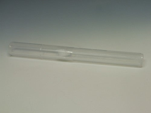 Extendable brush holder with sponge for organized makeup brushes, featuring adjustable height and compact design for travel.