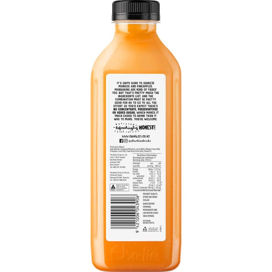 Charlie's Fruit Juice Mandarin, Mango & Pineapple Bottle 1L