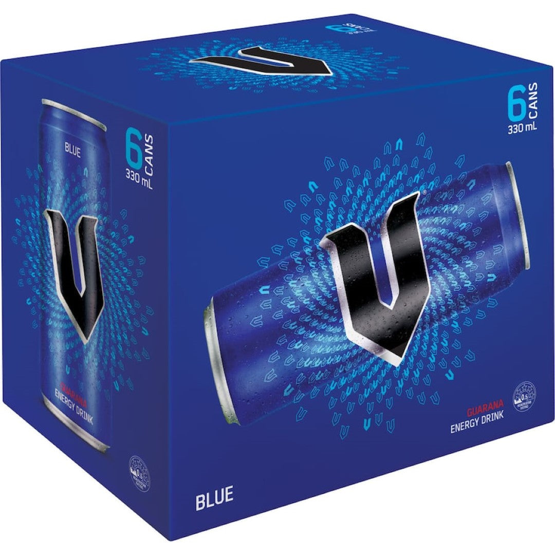 V Blue Energy Drink 330ml cans 6pack
