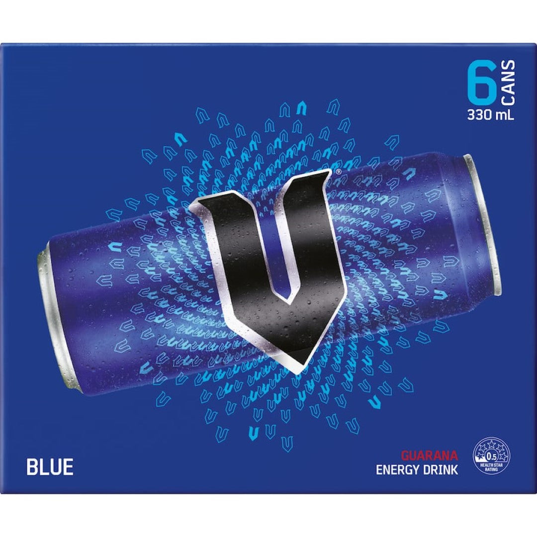 V Blue Energy Drink 330ml cans 6pack