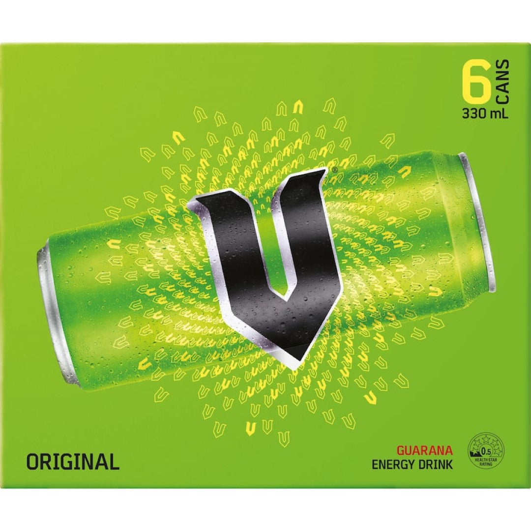 V Green Energy Drink 330ml cans 6pack