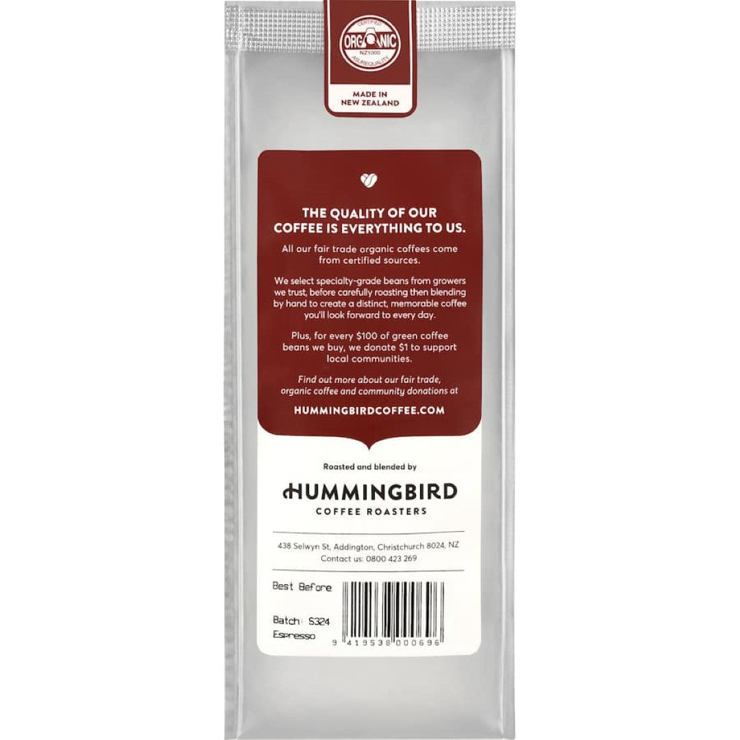 Hummingbird Espresso Grind Decaf Organic Fair Trade 200g
