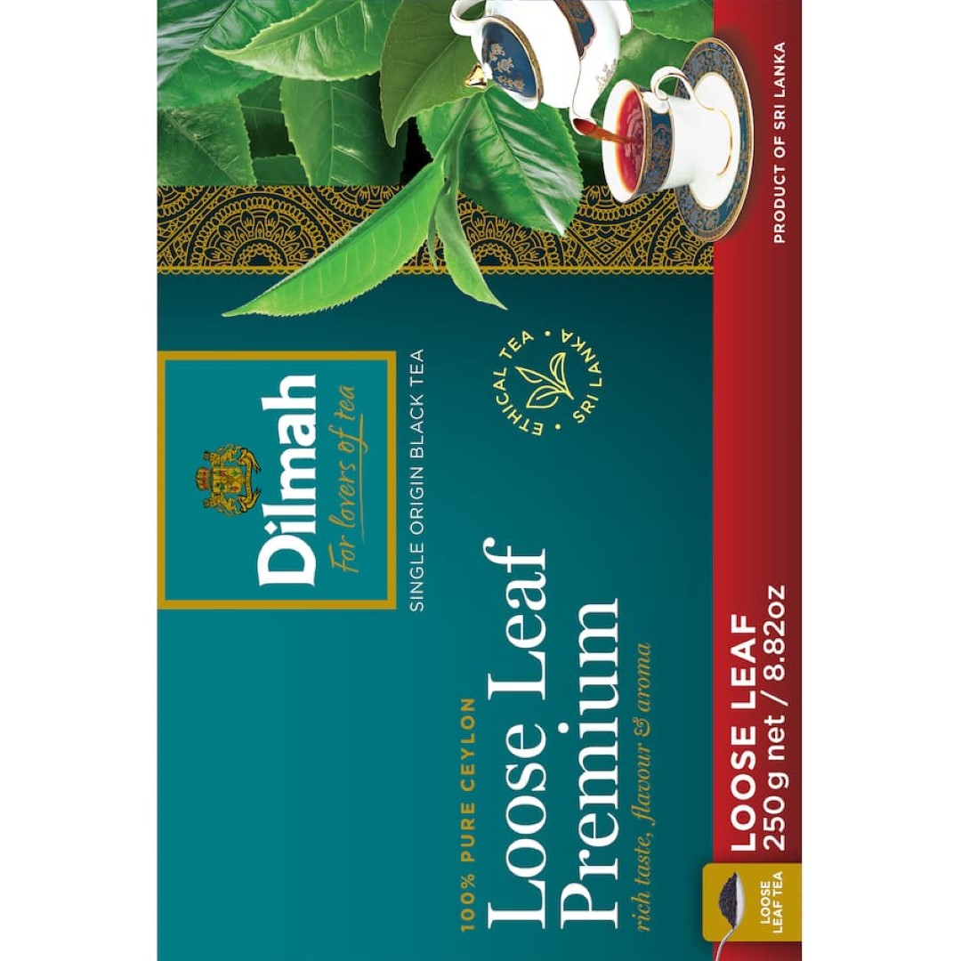 Premium Ceylon loose leaf tea from Dilmah, 250g of rich, flavorful black tea, perfect for any tea lover's daily ritual.