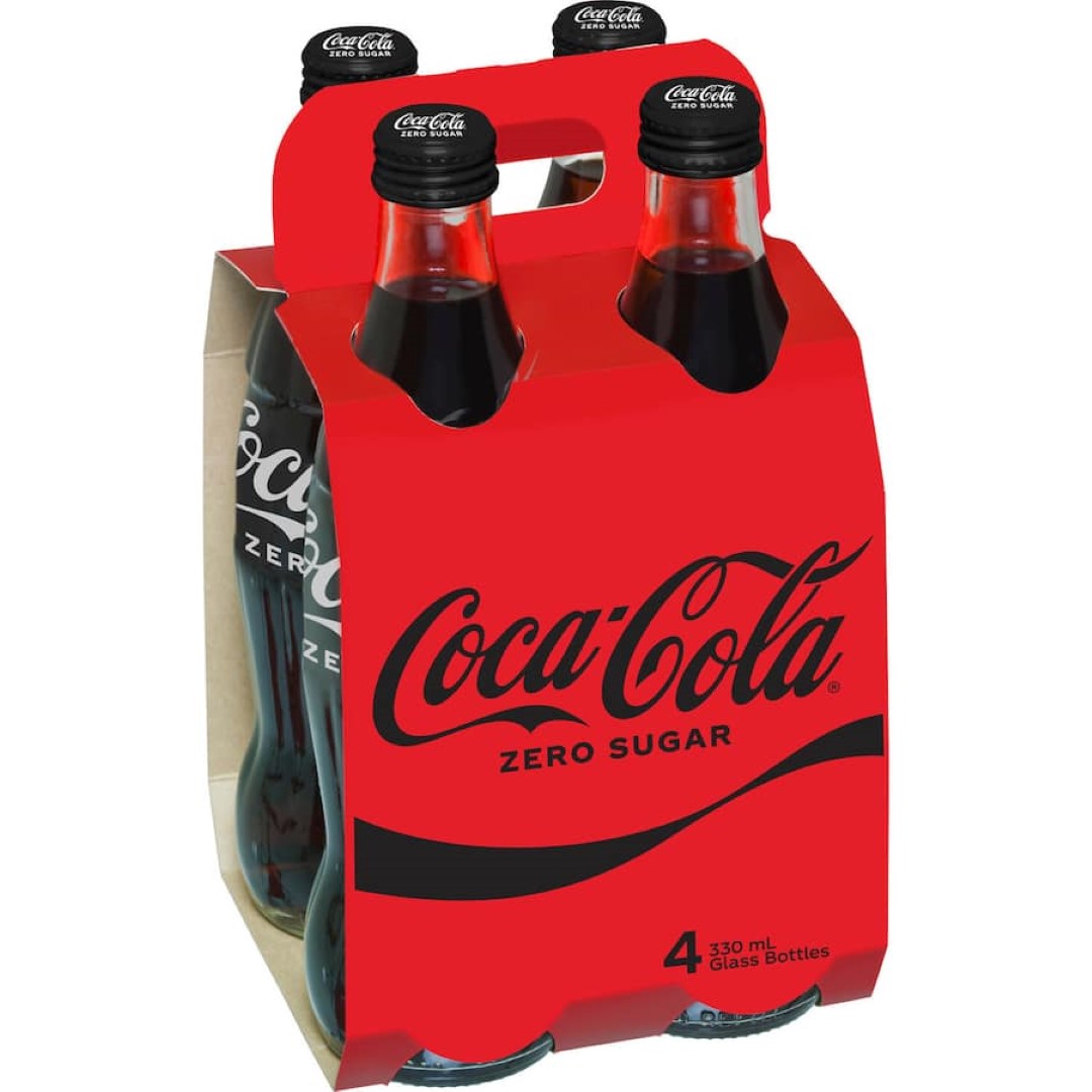 Coca Cola Soft Drink Zero Sugar 330ml bottles 4pack