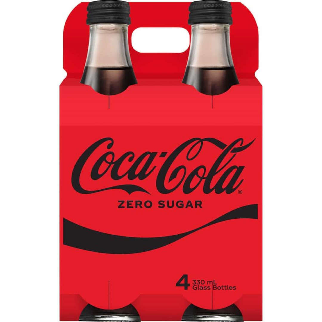 Coca Cola Soft Drink Zero Sugar 330ml bottles 4pack