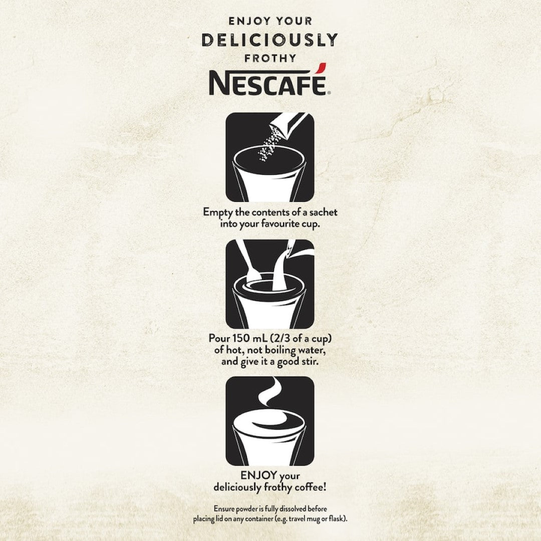 Nescafe Caramel Latte sachets provide creamy, rich coffee with caramel flavor in a convenient 10-pack for a café experience at home.