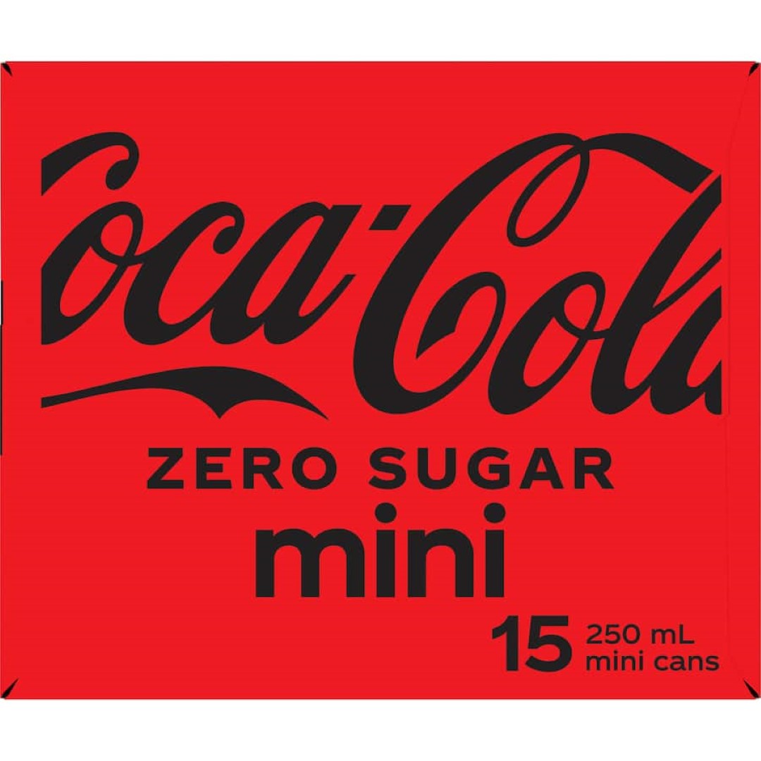 Coca Cola Soft Drink Zero Sugar 250ml cans 15pack