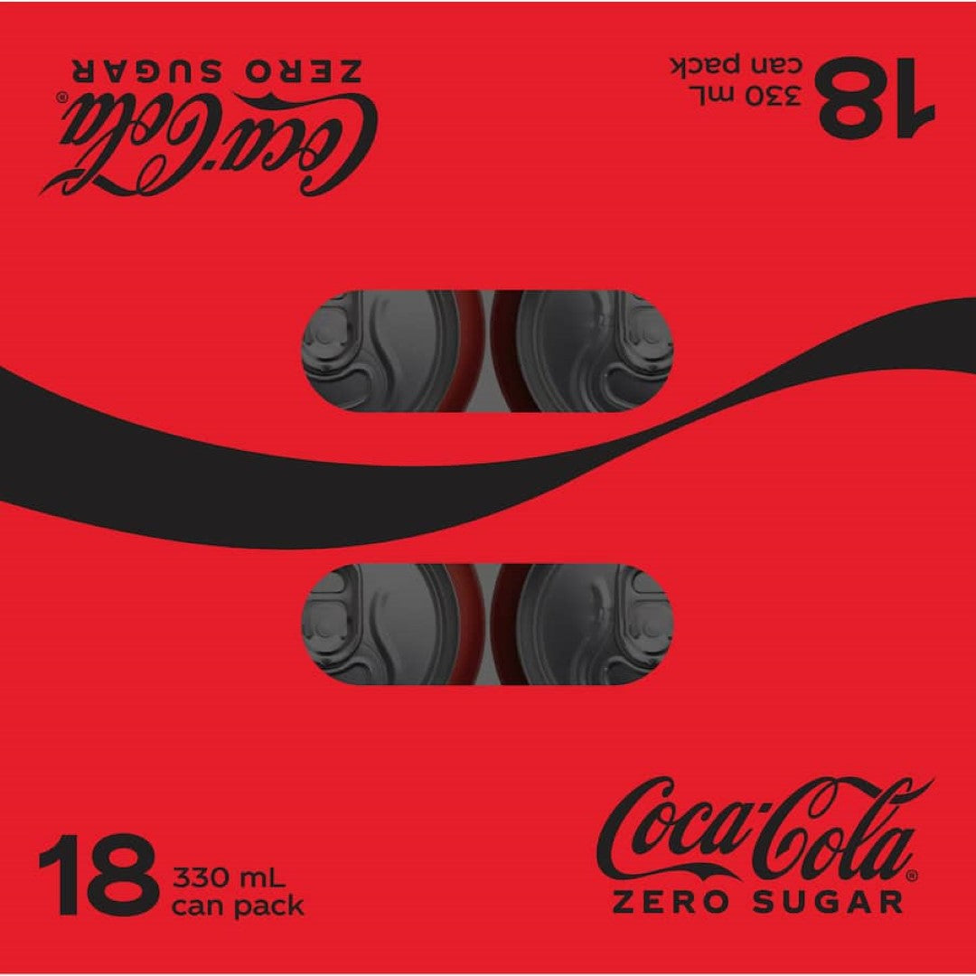 Coca Cola Soft Drink Zero Sugar 330ml cans 18pack