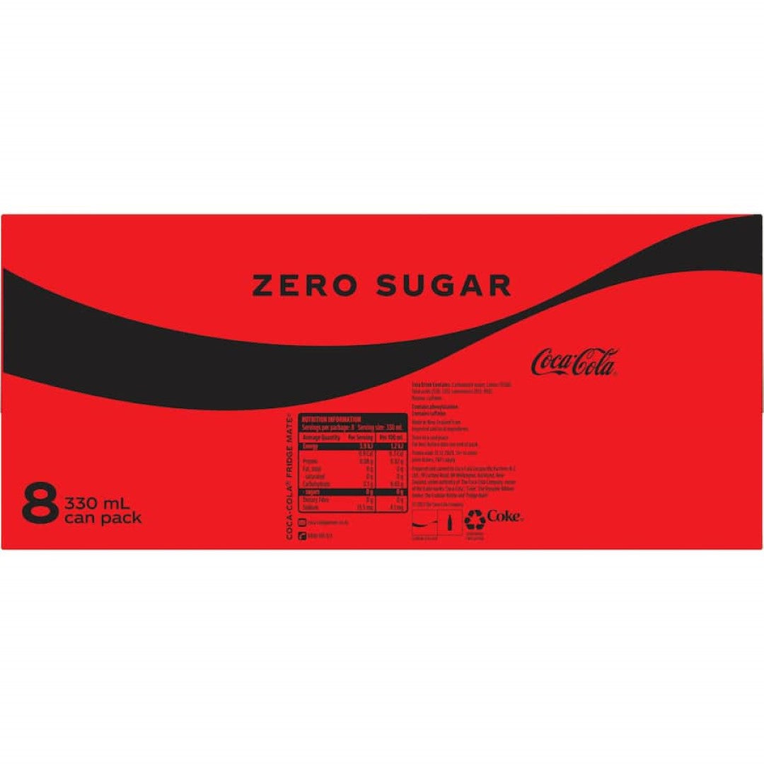 Coca Cola Soft Drink Zero Sugar 330ml cans 8pack