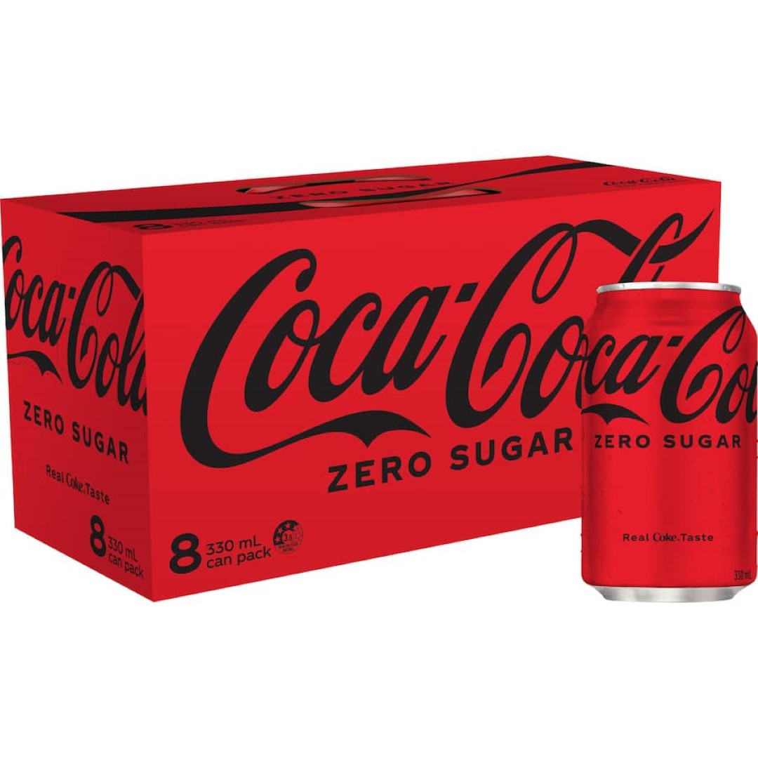 Coca Cola Soft Drink Zero Sugar 330ml cans 8pack