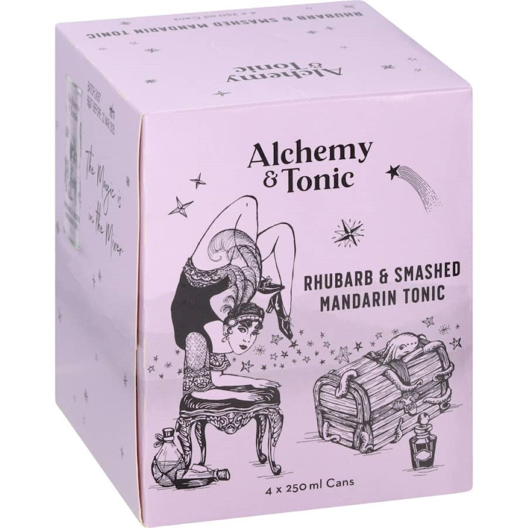 Alchemy & Tonic Tonic Water Rhubarb & Smashed Mandarin 250ml cans 4pack