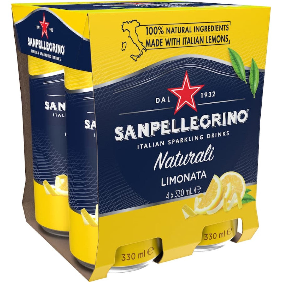 San Pellegrino Sparkling Fruit Drink Limonata 330ml cans 4pack