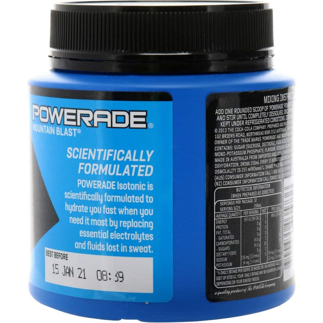 Powerade Isotonic Powder Sports Drink Mountain Blast 500g