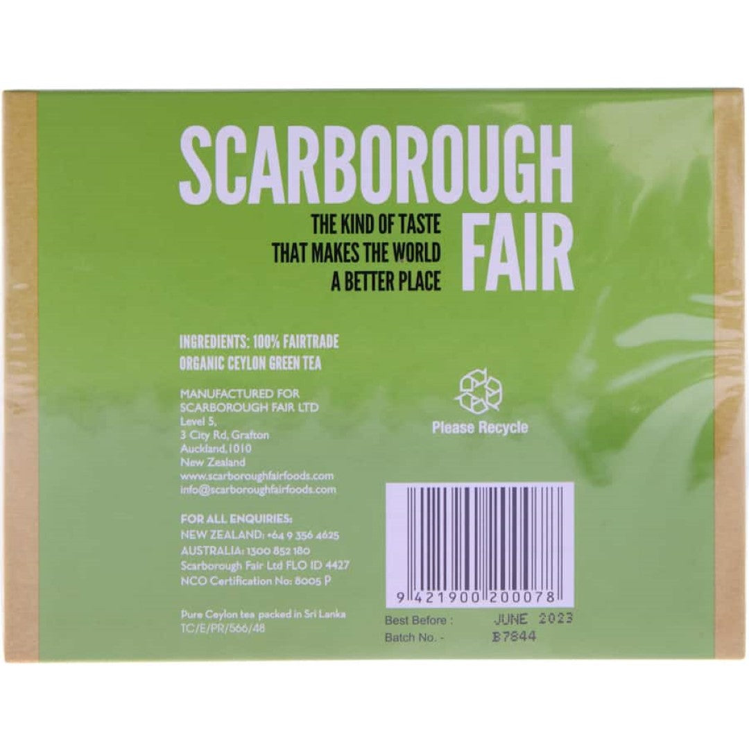 Scarborough Fair Green Tea Fair Trade Organic Bags 50pack