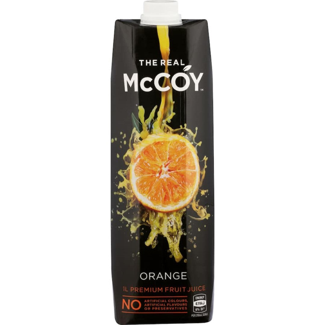 Mccoy Fruit Juice Orange in eco-friendly packaging, offering 100% natural citrus flavor and essential vitamins for wellness.