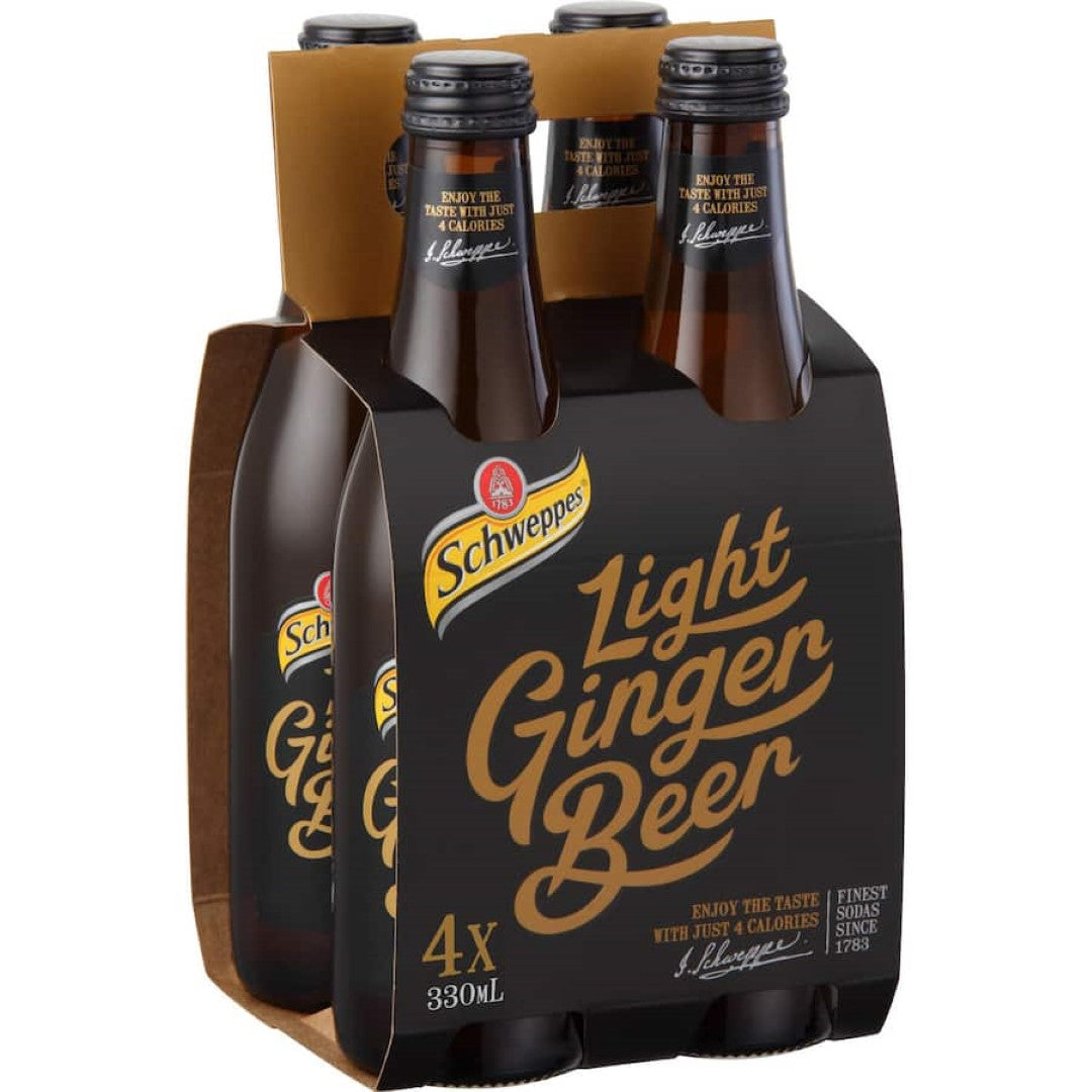 Schweppes Traditional Ginger Beer Light Bottle 4x330mL