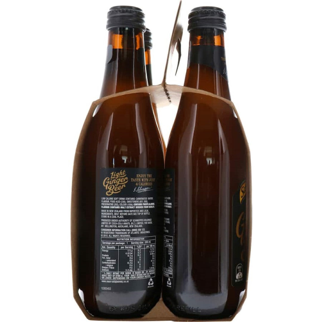 Schweppes Traditional Ginger Beer Light Bottle 4x330mL