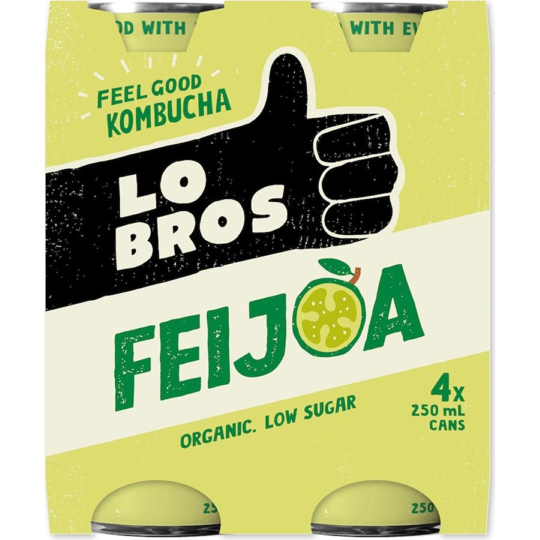 Lo Bros Kombucha Feijoa 250ml cans 4pack