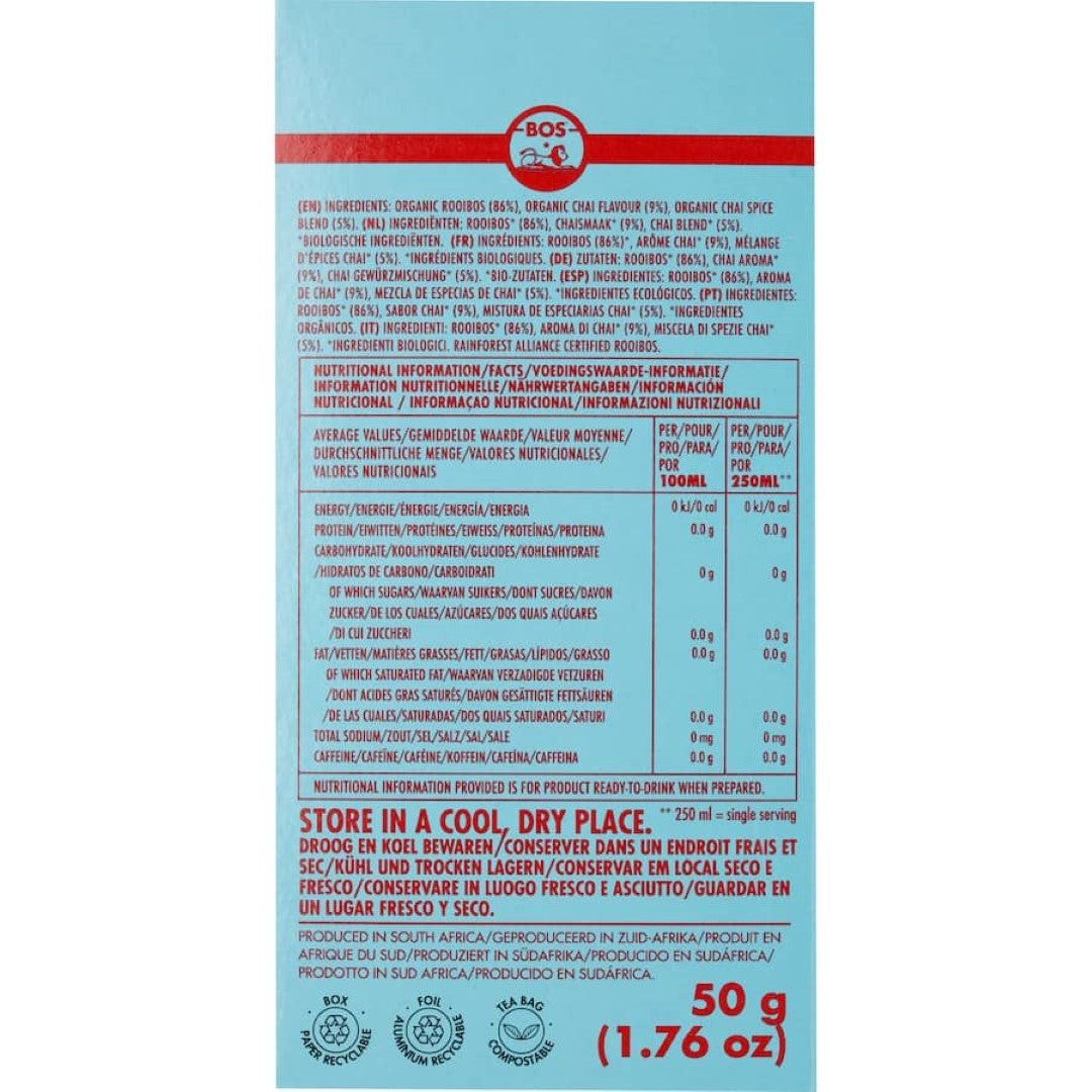 Bos Chai Tea Organic Rooibos Bags 20pack