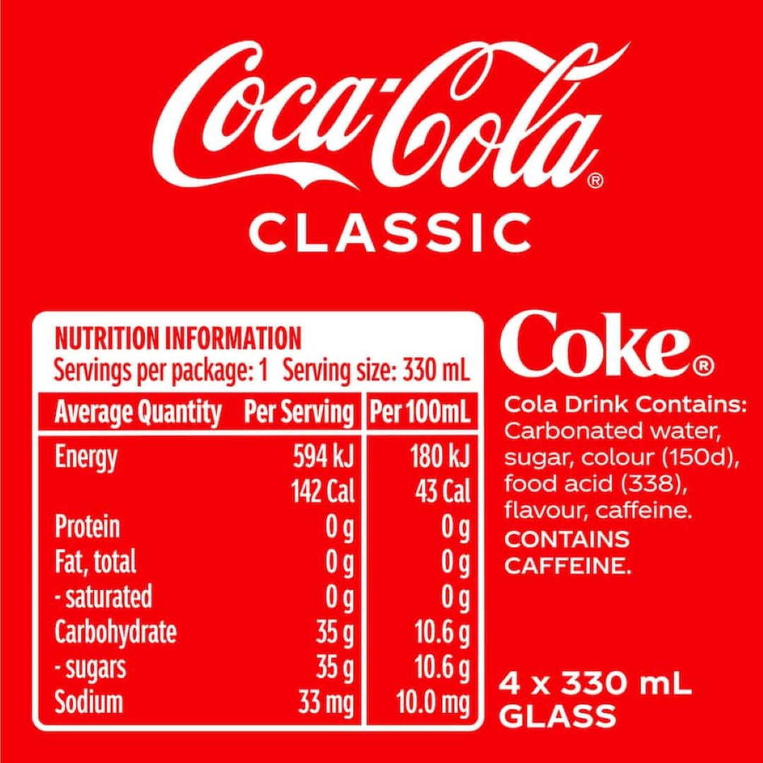 Coca Cola Soft Drink 330ml bottles 4pack