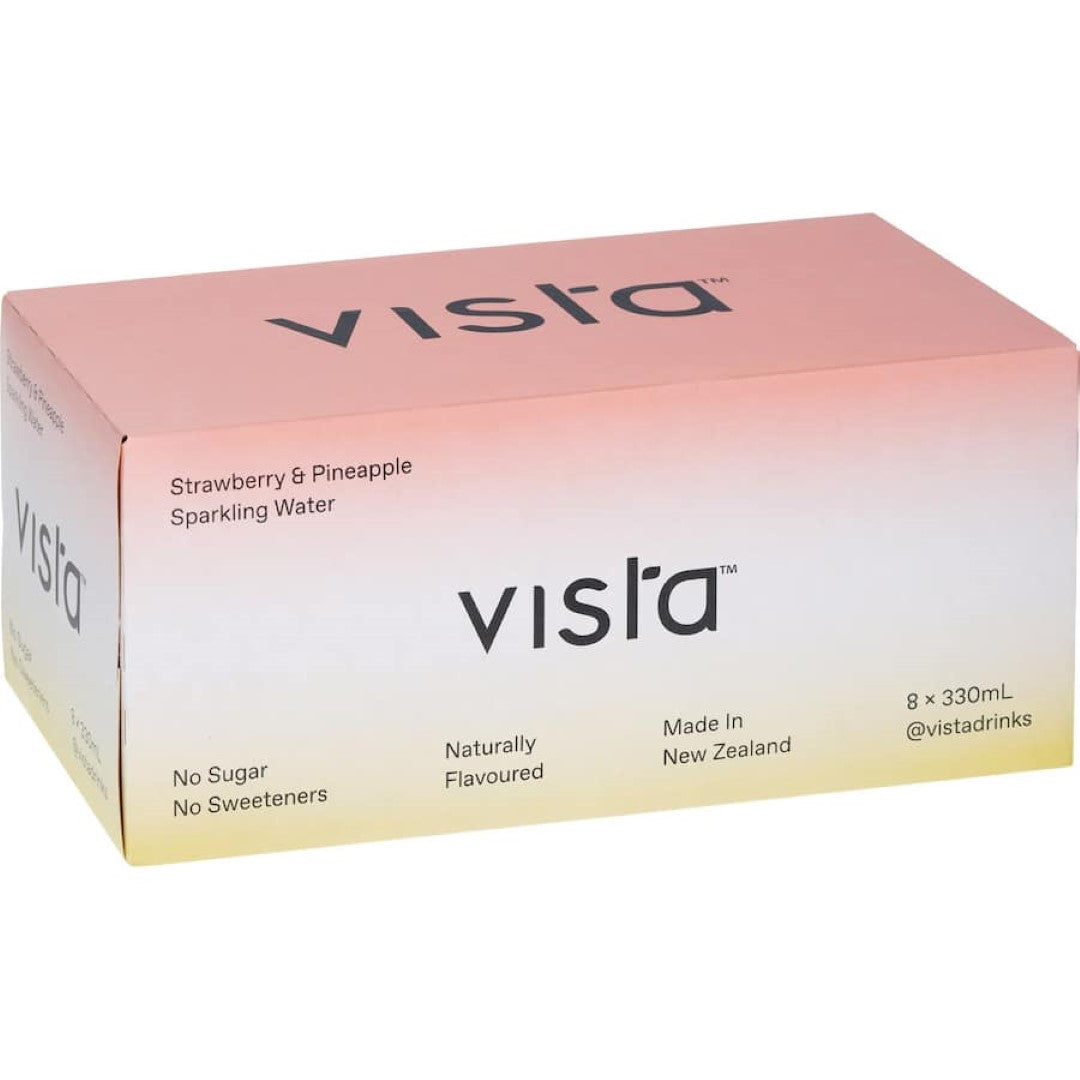 Vista Sparkling Water Strawberry & Pineapple 330ml cans 8pack