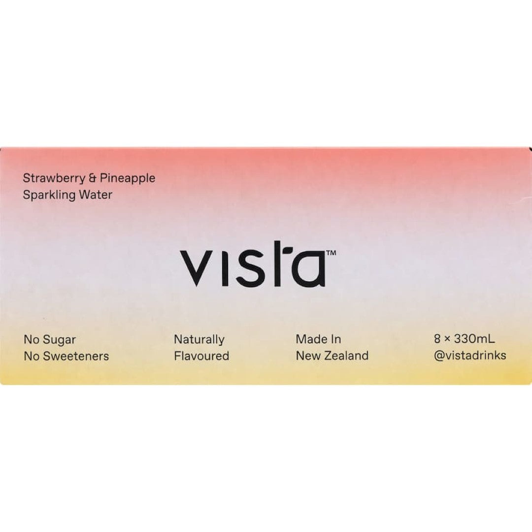Vista Sparkling Water Strawberry & Pineapple 330ml cans 8pack