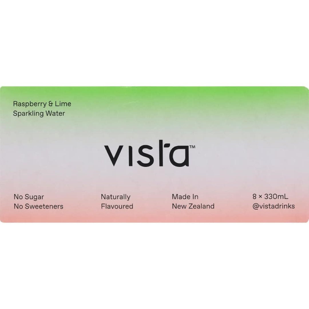 Vista Sparkling Water Raspberry & Lime 8x330mL