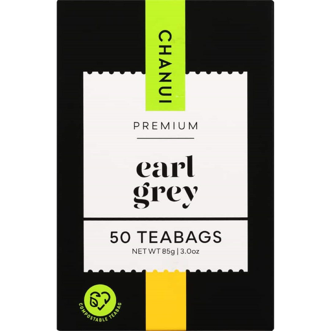 Chanui Tea Earl Grey packaging showcasing premium black tea enriched with bergamot for a luxurious, aromatic experience.