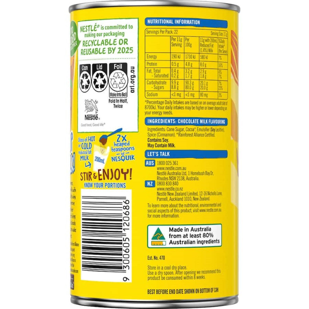 Nestlé Nesquik Instant Drink Chocolate Tin 250g