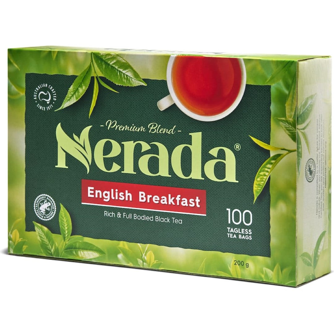 Nerada Tea Black bags: Premium Australian black tea from Atherton Tablelands, rich in flavor, antioxidants, and Rainforest Alliance certified.