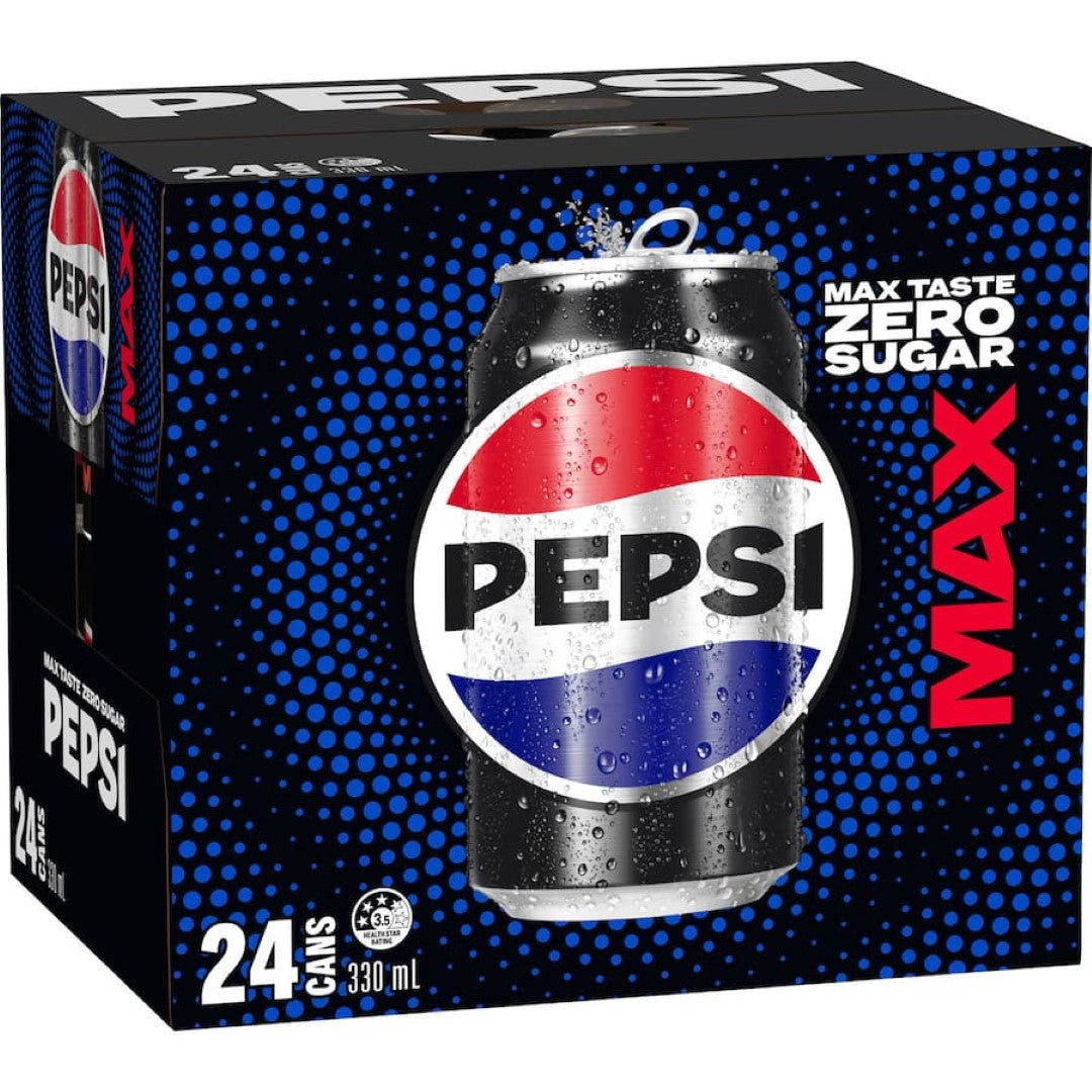 Pepsi Max Soft Drink No Sugar 330ml cans 24pack