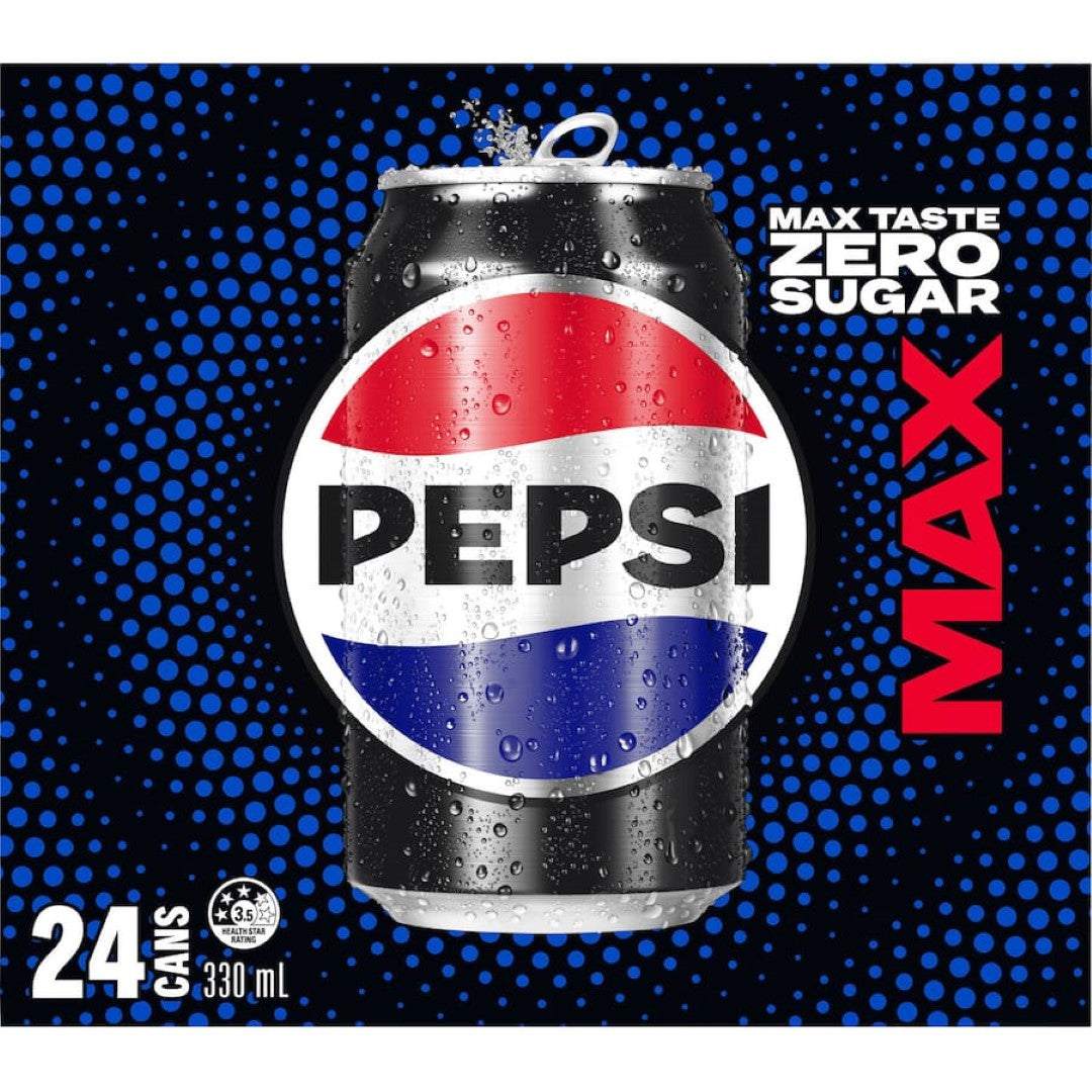 Pepsi Max Soft Drink No Sugar 330ml cans 24pack