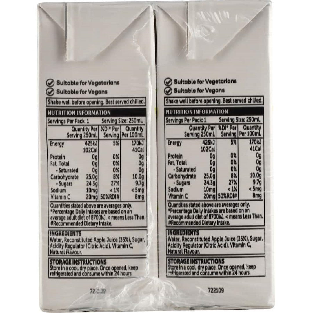 Woolworths Fruit Drink with 35% apple juice, a refreshing, nutritious beverage without artificial additives.