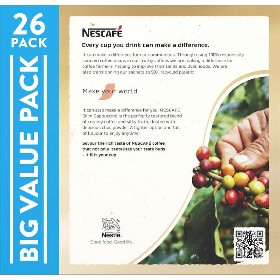 Nescafé Coffee Sachets Cappuccino Skim 26 pack 332g