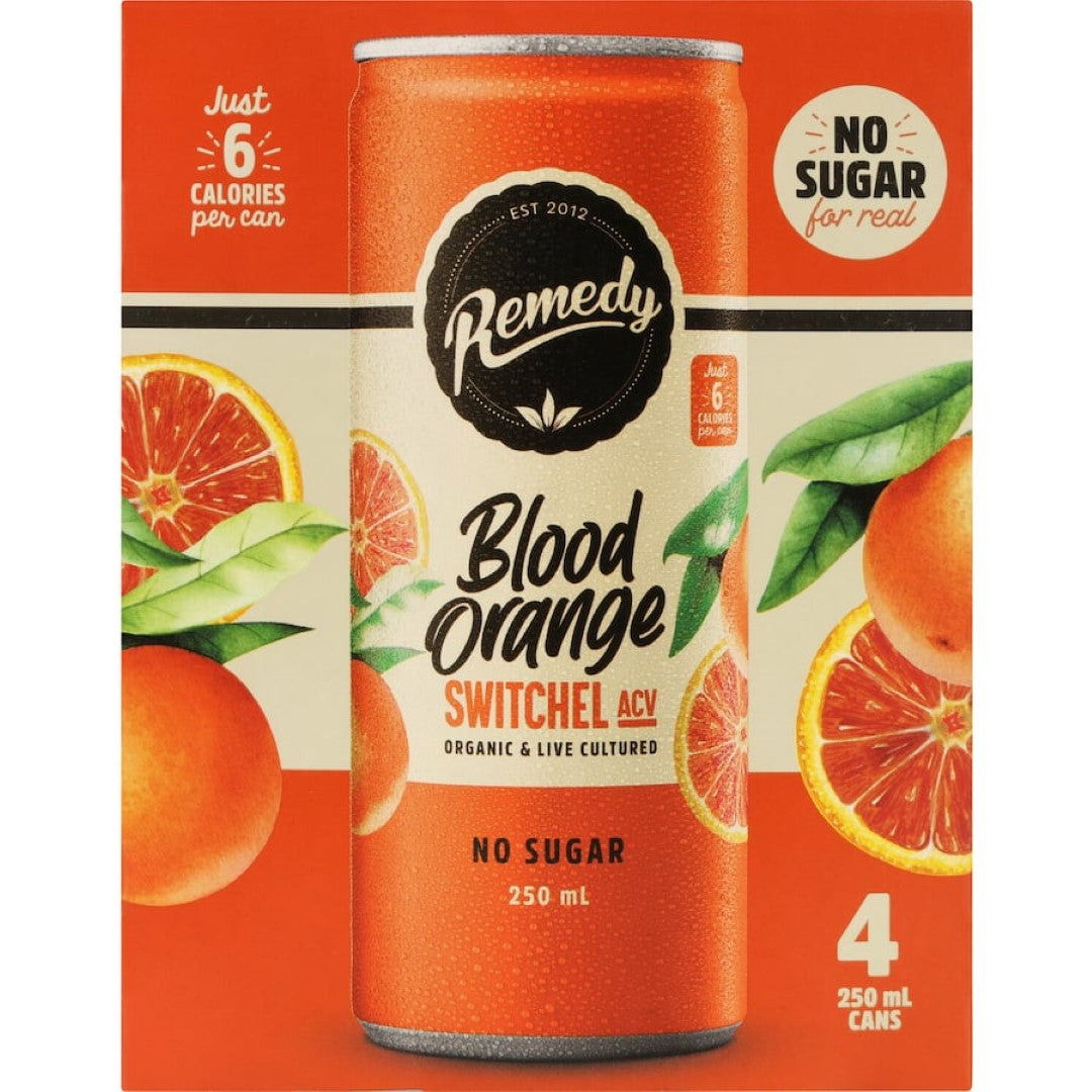 Remedy Organic Switchel Blood Orange 250ml cans 4pack